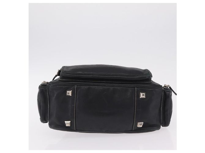 PRADA Handtasche Leder Schwarz Silber Auth 207680 - Ansicht 5