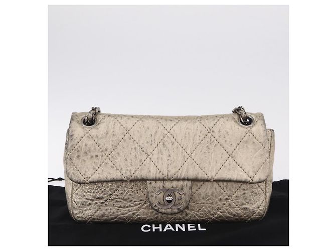 CHANEL Chain Le Marais Schultertasche Leder Gold Silber CC Auth 207655SAV Golden - Ansicht 12