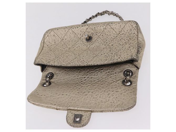 CHANEL Chain Le Marais Schultertasche Leder Gold Silber CC Auth 207655SAV Golden - Ansicht 9