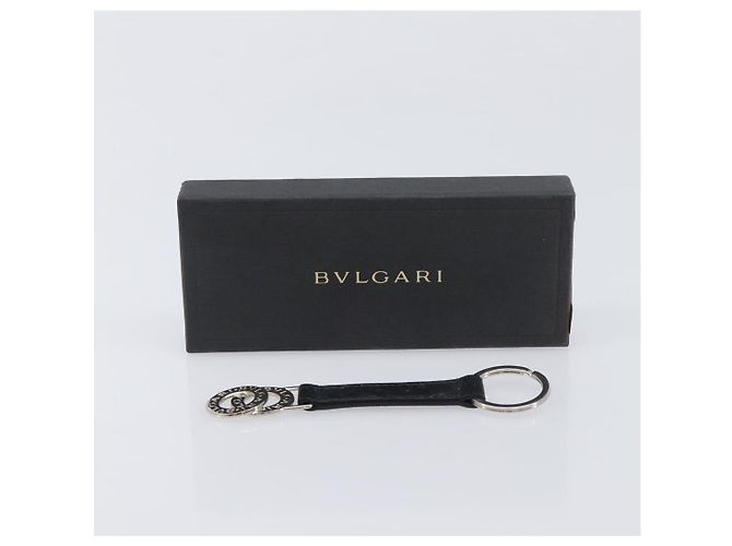 Bulgari BVLGARI Strap Leather Black Silver Auth 204283A Nero Argento - vista 12