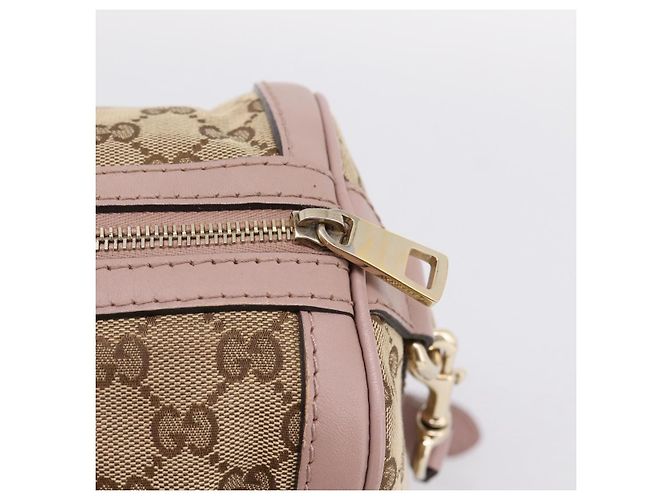 Borsa Boston GUCCI GG Canvas Sherry Line 2vie Beige Tono Oro 247205 Auth LN056A - vista 10