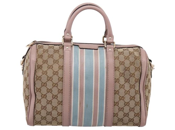 Borsa Boston GUCCI GG Canvas Sherry Line 2vie Beige Tono Oro 247205 Auth LN056A - vista 13