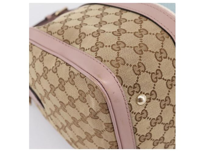 Borsa Boston GUCCI GG Canvas Sherry Line 2vie Beige Tono Oro 247205 Auth LN056A - vista 17