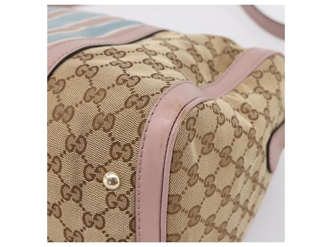 Borsa Boston GUCCI GG Canvas Sherry Line 2vie Beige Tono Oro 247205 Auth LN056A - vista 18