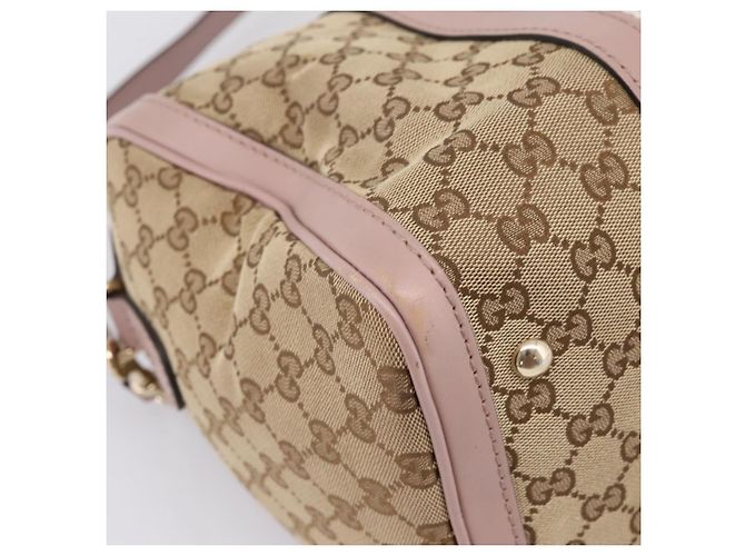 Borsa Boston GUCCI GG Canvas Sherry Line 2vie Beige Tono Oro 247205 Auth LN056A - vista 19