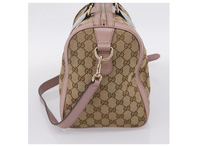 Borsa Boston GUCCI GG Canvas Sherry Line 2vie Beige Tono Oro 247205 Auth LN056A - vista 4