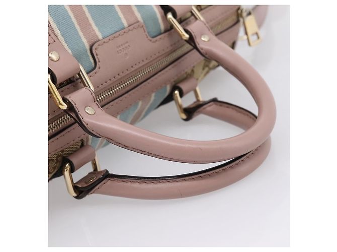 Borsa Boston GUCCI GG Canvas Sherry Line 2vie Beige Tono Oro 247205 Auth LN056A - vista 7
