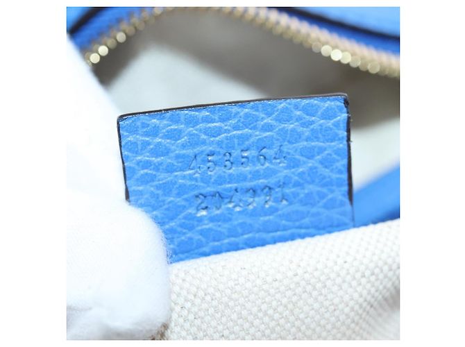 Bolso de mano GUCCI de cuero 2way Azul Oro Auth LN209SAM - vista 11