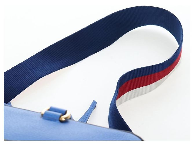 Bolso de mano GUCCI de cuero 2way Azul Oro Auth LN209SAM - vista 15