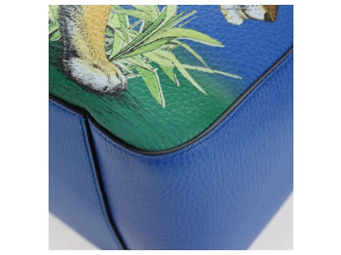 Bolso de mano GUCCI de cuero 2way Azul Oro Auth LN209SAM - vista 17