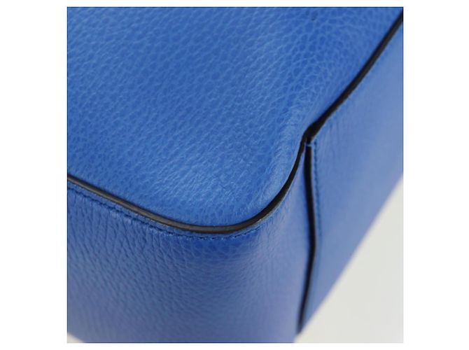 Bolso de mano GUCCI de cuero 2way Azul Oro Auth LN209SAM - vista 18