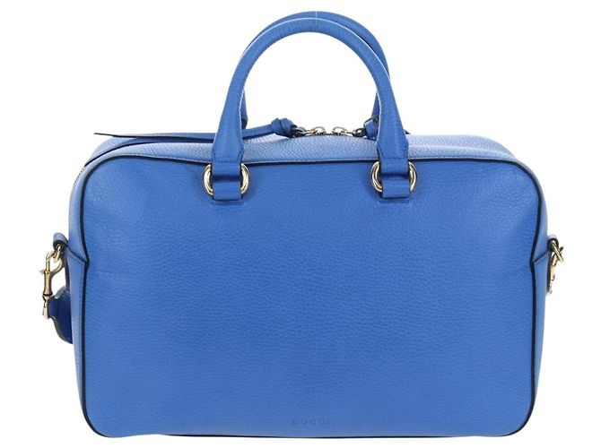 Bolso de mano GUCCI de cuero 2way Azul Oro Auth LN209SAM - vista 2