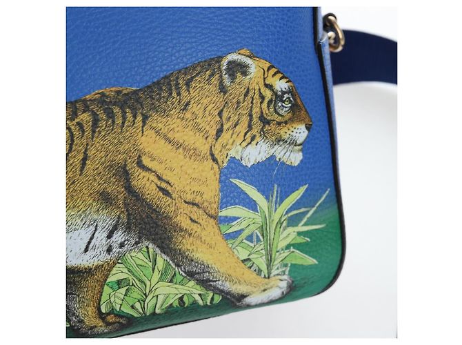 Bolso de mano GUCCI de cuero 2way Azul Oro Auth LN209SAM - vista 20