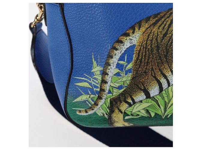 Bolso de mano GUCCI de cuero 2way Azul Oro Auth LN209SAM - vista 22