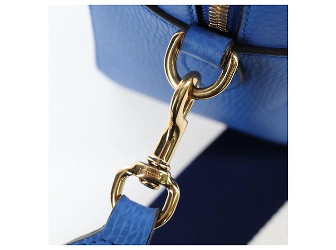 Bolso de mano GUCCI de cuero 2way Azul Oro Auth LN209SAM - vista 23
