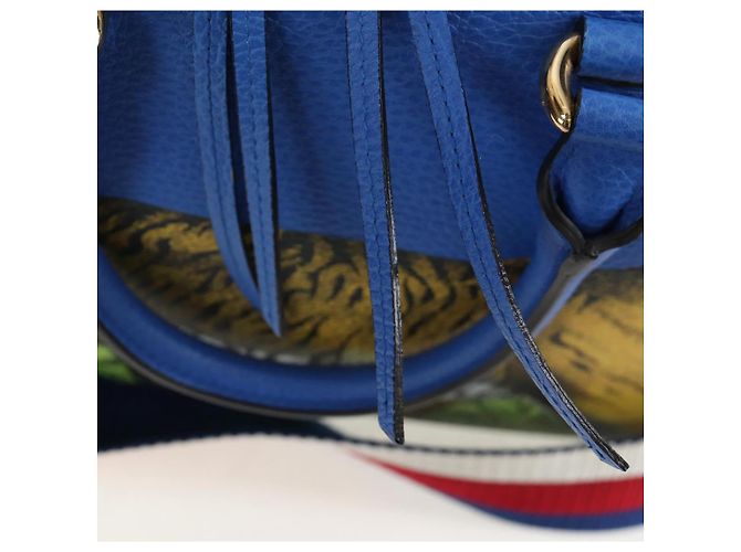 Bolso de mano GUCCI de cuero 2way Azul Oro Auth LN209SAM - vista 25
