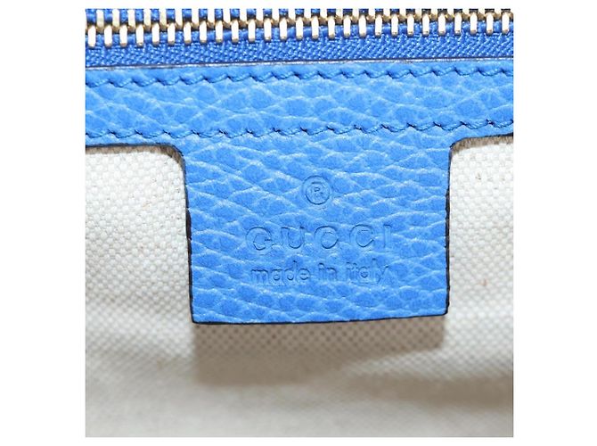 Bolso de mano GUCCI de cuero 2way Azul Oro Auth LN209SAM - vista 26