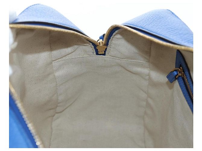 Bolso de mano GUCCI de cuero 2way Azul Oro Auth LN209SAM - vista 28