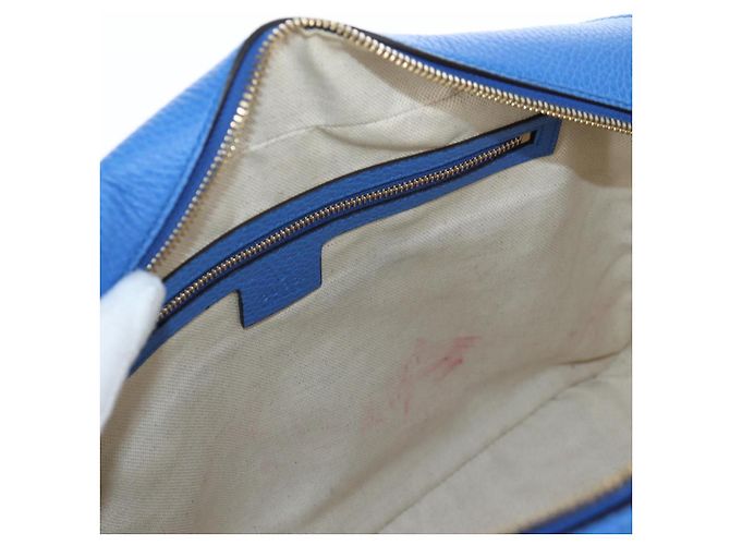 Bolso de mano GUCCI de cuero 2way Azul Oro Auth LN209SAM - vista 29