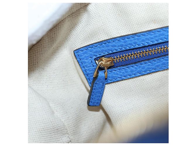 Bolso de mano GUCCI de cuero 2way Azul Oro Auth LN209SAM - vista 30