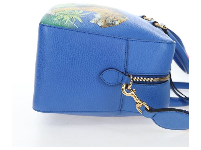 Bolso de mano GUCCI de cuero 2way Azul Oro Auth LN209SAM - vista 4