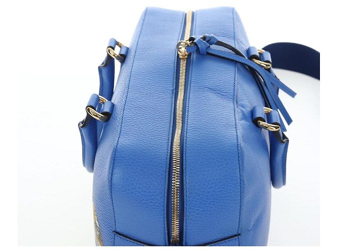 Bolso de mano GUCCI de cuero 2way Azul Oro Auth LN209SAM - vista 6