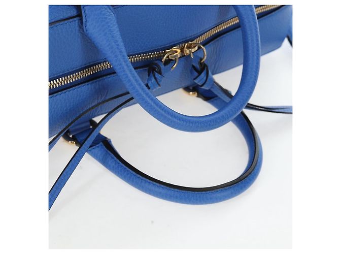 Bolso de mano GUCCI de cuero 2way Azul Oro Auth LN209SAM - vista 7