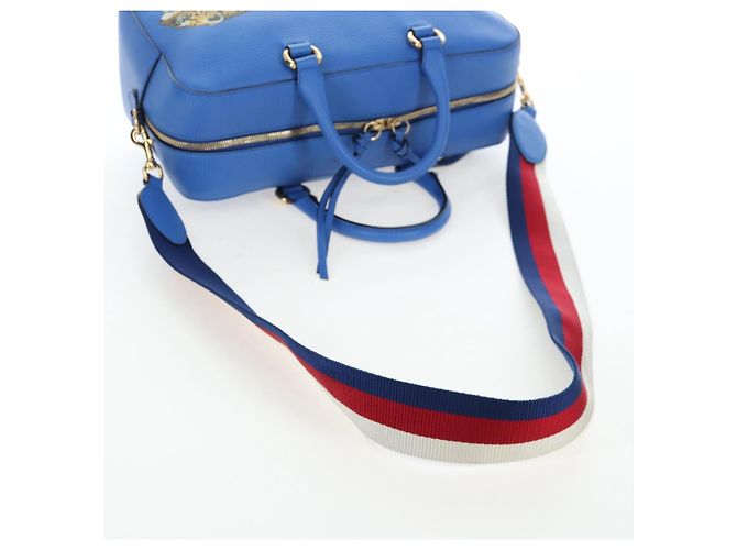 Bolso de mano GUCCI de cuero 2way Azul Oro Auth LN209SAM - vista 8