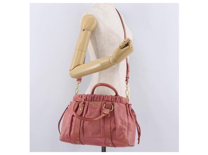 Miu Miu Handtasche Leder 2way Rosa Gold Auth 167649M Pink Golden - Ansicht 29