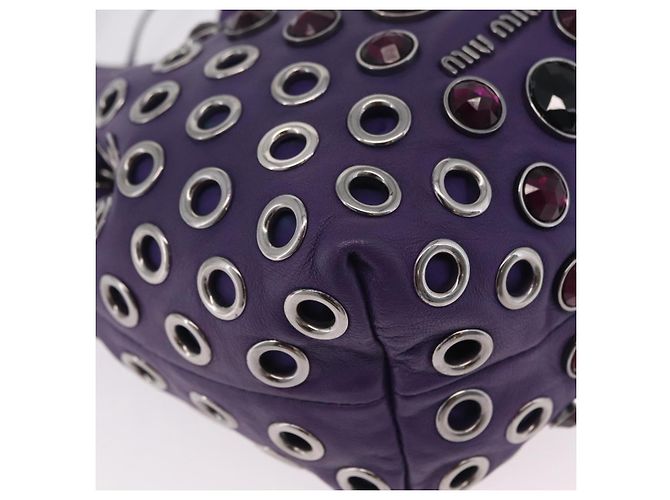Borsa a Tracolla Miu Miu Pelle Viola Argento Auth 207614V Porpora - vista 15