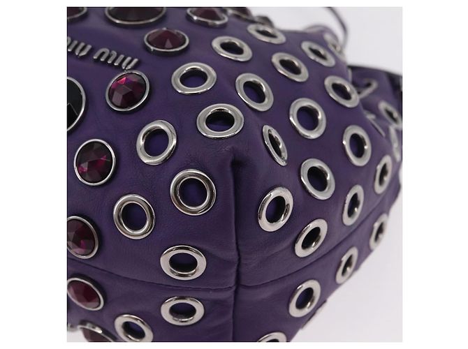 Borsa a Tracolla Miu Miu Pelle Viola Argento Auth 207614V Porpora - vista 16