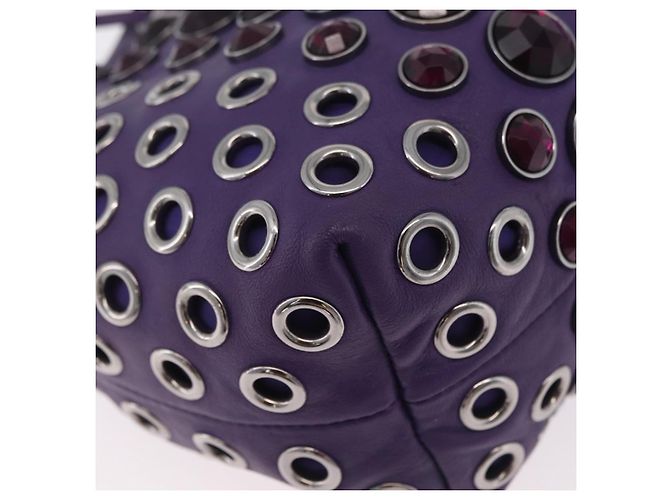 Borsa a Tracolla Miu Miu Pelle Viola Argento Auth 207614V Porpora - vista 17