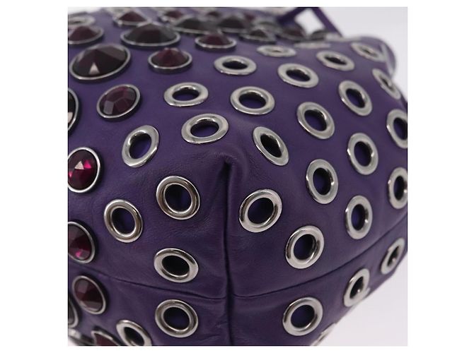 Borsa a Tracolla Miu Miu Pelle Viola Argento Auth 207614V Porpora - vista 18
