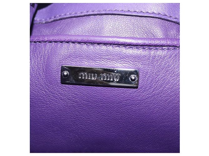 Borsa a Tracolla Miu Miu Pelle Viola Argento Auth 207614V Porpora - vista 20