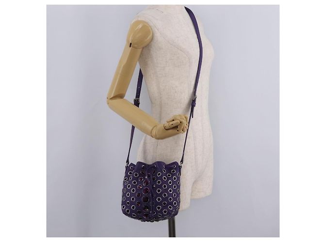 Borsa a Tracolla Miu Miu Pelle Viola Argento Auth 207614V Porpora - vista 24