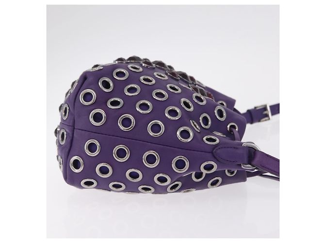 Borsa a Tracolla Miu Miu Pelle Viola Argento Auth 207614V Porpora - vista 3