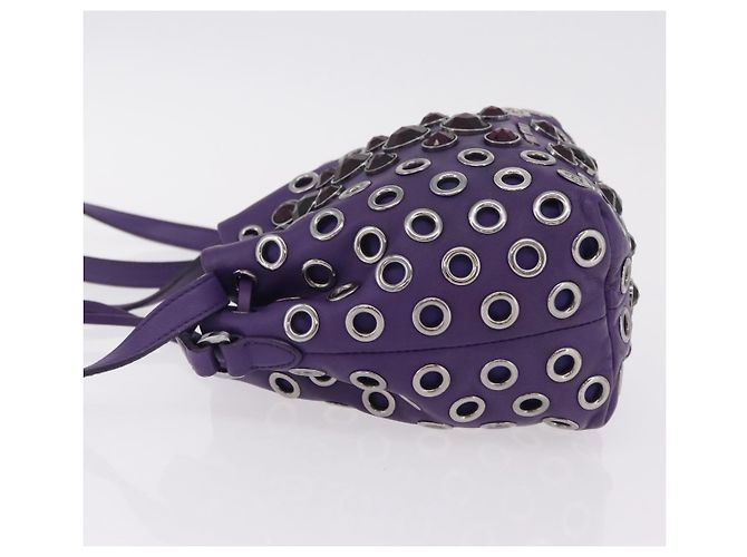 Borsa a Tracolla Miu Miu Pelle Viola Argento Auth 207614V Porpora - vista 4