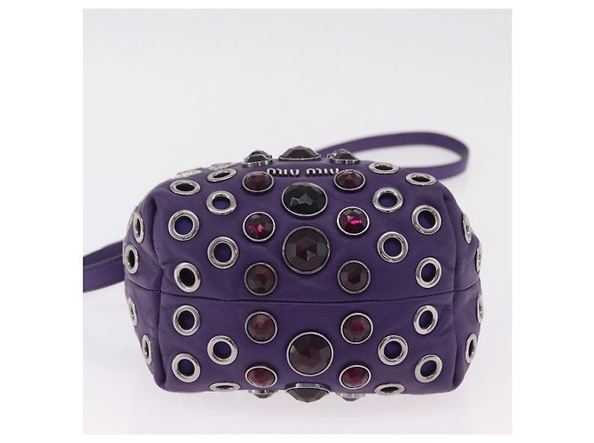 Borsa a Tracolla Miu Miu Pelle Viola Argento Auth 207614V Porpora - vista 5