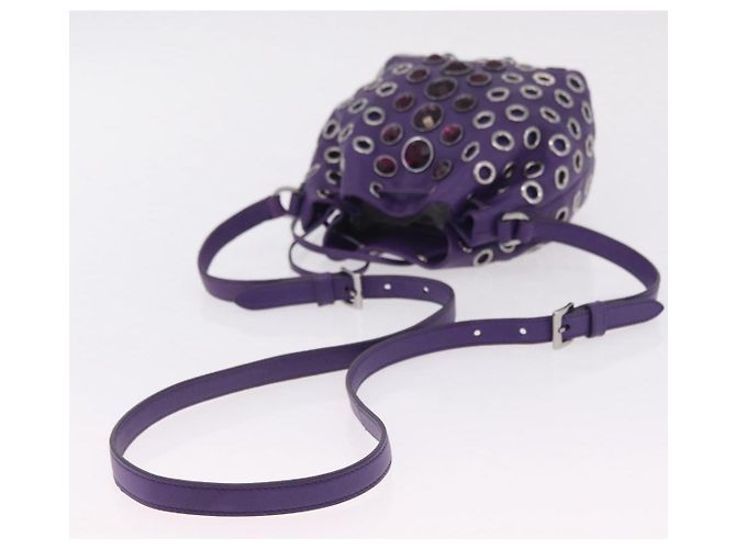 Borsa a Tracolla Miu Miu Pelle Viola Argento Auth 207614V Porpora - vista 8