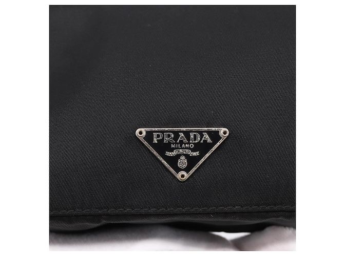 Bolso PRADA Nylon Black Silver Auth 205204A Negro Plata - vista 17