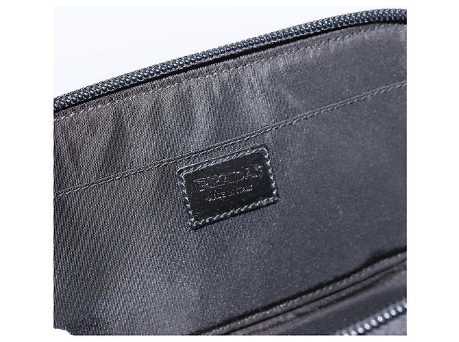 Bolso PRADA Nylon Black Silver Auth 205204A Negro Plata - vista 18