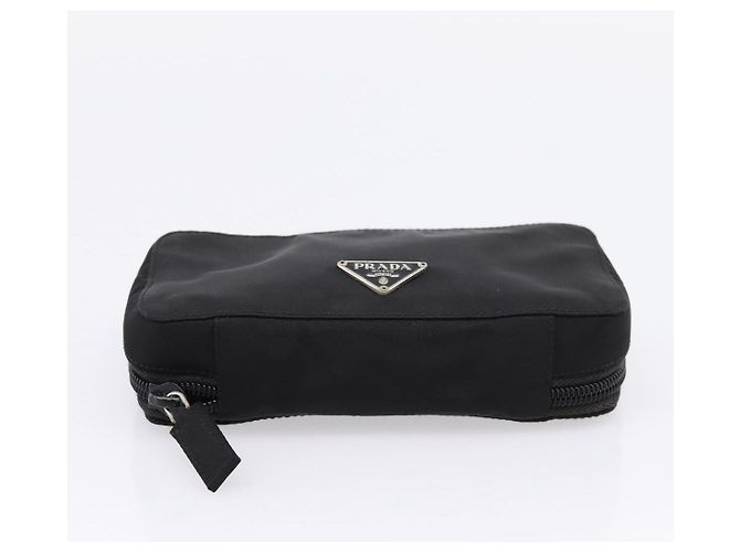 Bolso PRADA Nylon Black Silver Auth 205204A Negro Plata - vista 6