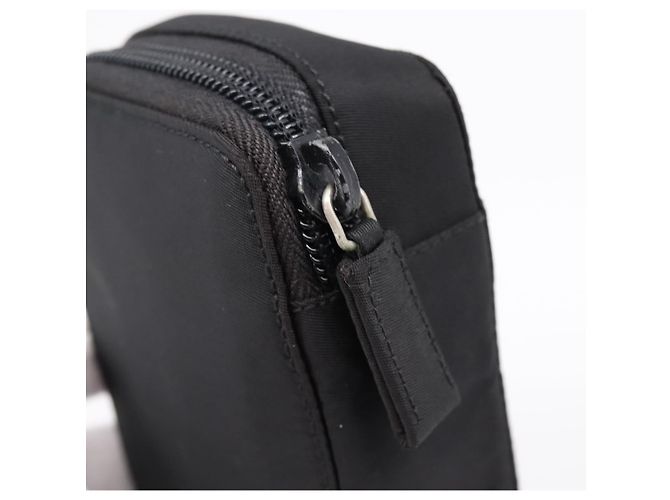 Bolso PRADA Nylon Black Silver Auth 205204A Negro Plata - vista 8