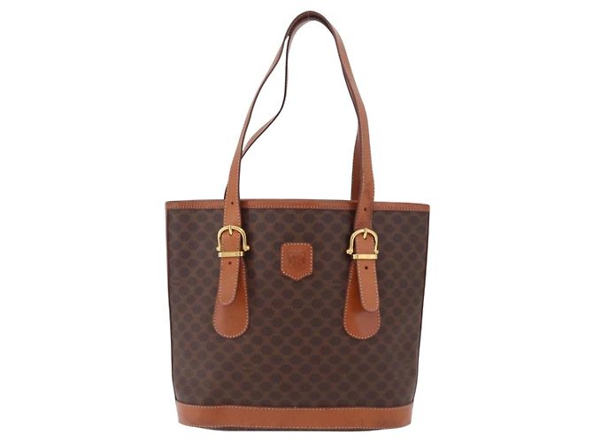 Céline Bolso Tote CELINE Macadam PVC Marrón Tono Dorado Auth ka6459 Castaño - vista 13