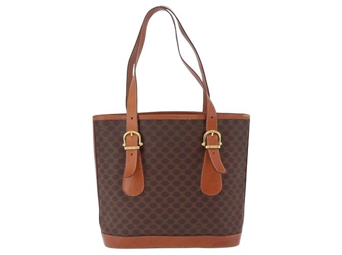 Céline Bolso Tote CELINE Macadam PVC Marrón Tono Dorado Auth ka6459 Castaño - vista 3