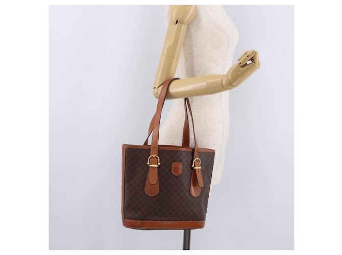 Céline Bolso Tote CELINE Macadam PVC Marrón Tono Dorado Auth ka6459 Castaño - vista 33