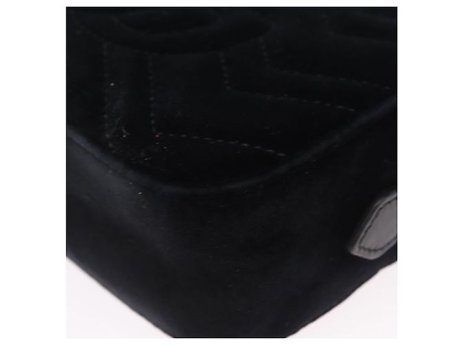 Borsa a Tracolla con Catena GUCCI GG Marmont Velluto Nero Tono Oro 448065 Auth LN060V - vista 18