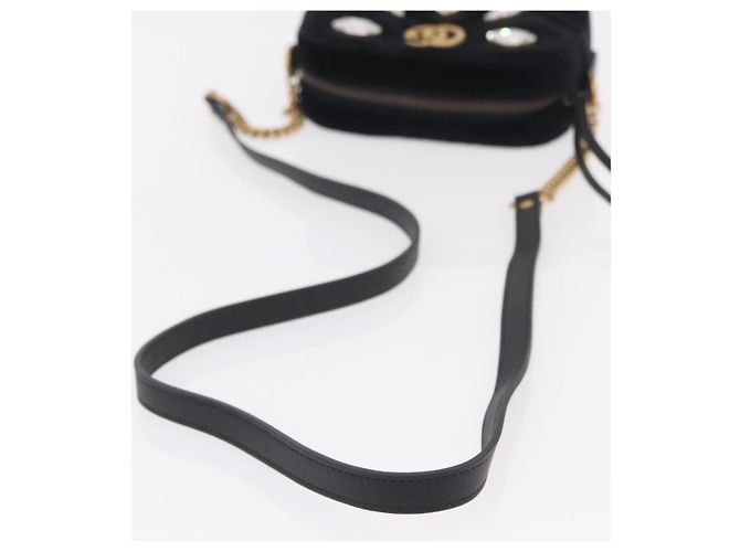 Borsa a Tracolla con Catena GUCCI GG Marmont Velluto Nero Tono Oro 448065 Auth LN060V - vista 7