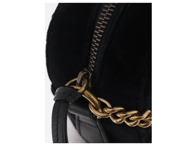 Borsa a Tracolla con Catena GUCCI GG Marmont Velluto Nero Tono Oro 448065 Auth LN060V - vista 9