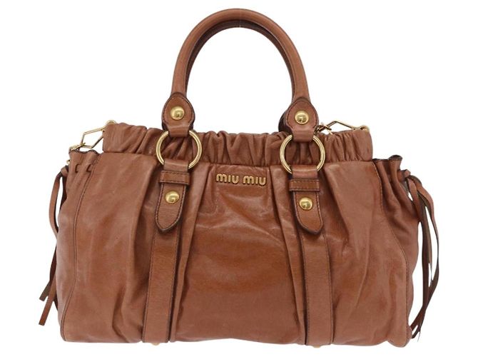 Miu Miu Handtasche Leder 2way Braun Gold Authentisch 167726M Golden - Ansicht 13